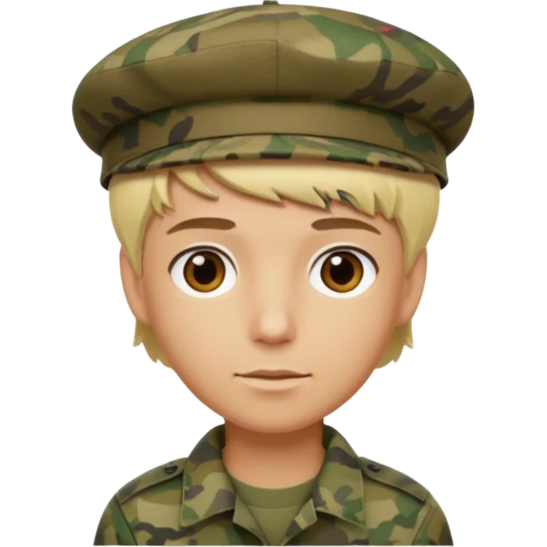 a soldier with short blonde hair in camo man in a beret  emoji