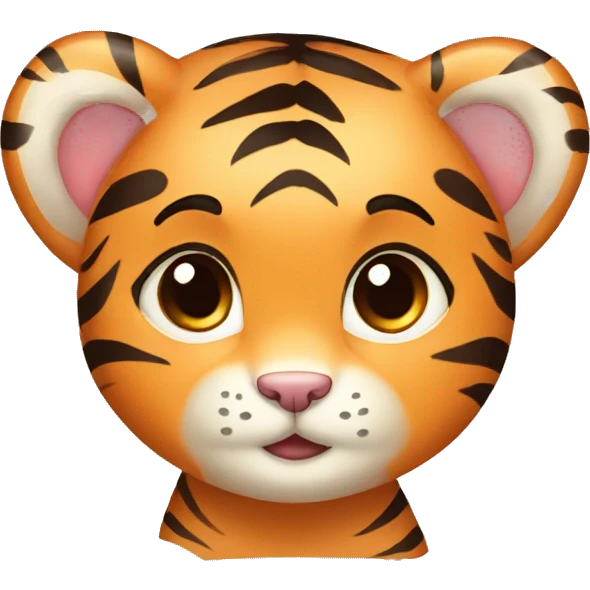 cute girl tiger cub with hair clip emoji