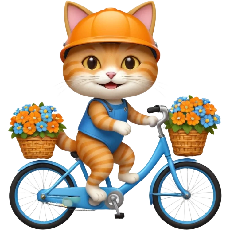 a-cheerful- cat-riding-a-blue-bicycle,-wearing-a-cute-helmet,-with-a-big-smile-and-a-basket-full-of-flowers-on-the-front.-bright,-cartoonish-style,-simple-and-fun. emoji