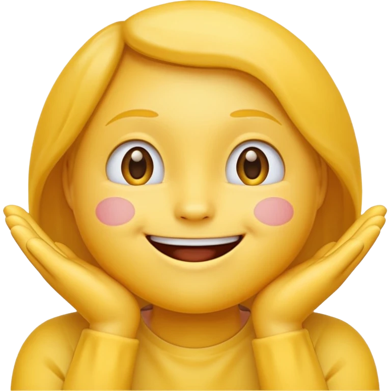 yellow emoji, smiling with both hands under chin emoji