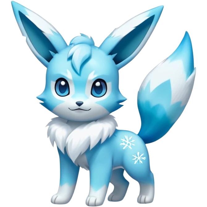 Kawaii glaceon pokémon ice type falling snowflakes emoji