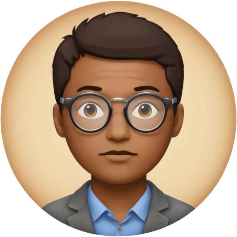 une personne de face avec des detail et des accessoirs/lunettes dans un rond  emoji