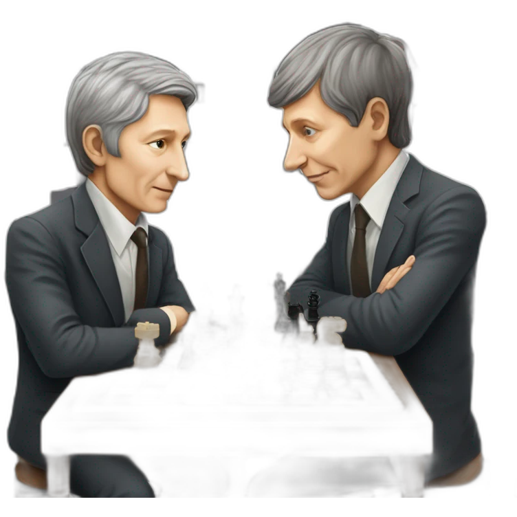 Anatoly Karpov and Bobby Fischer with a chessboard between them emoji