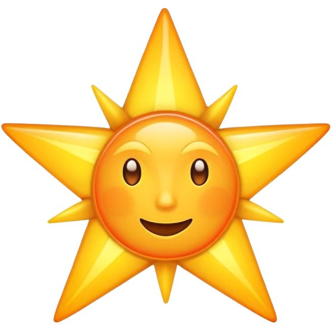 sun as a five-pointed star shape, yellow and orange emoji
