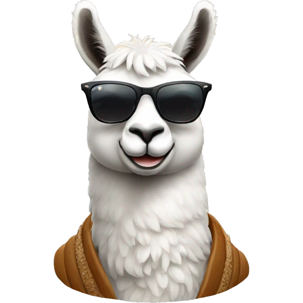 Beautiful lama with sunglasses rayban brand emoji