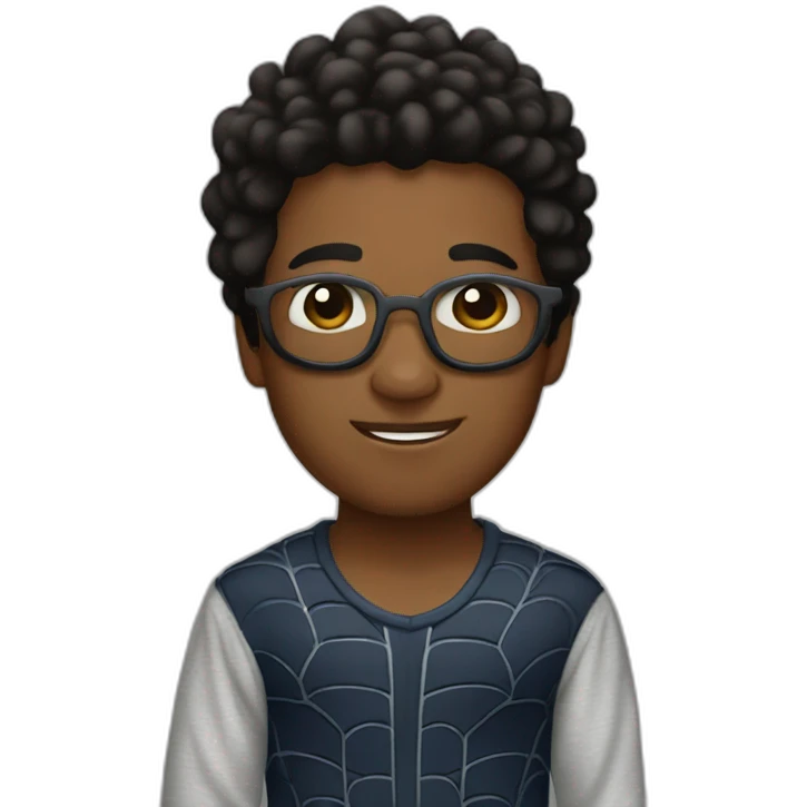 Ñiño con pelo negro y pijama de spiderman  emoji