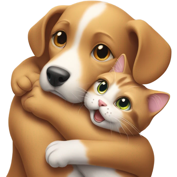 a dog hugs the cat emoji