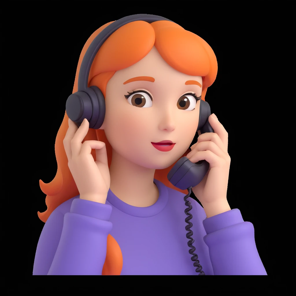 girl talking on phone, close up pose emoji