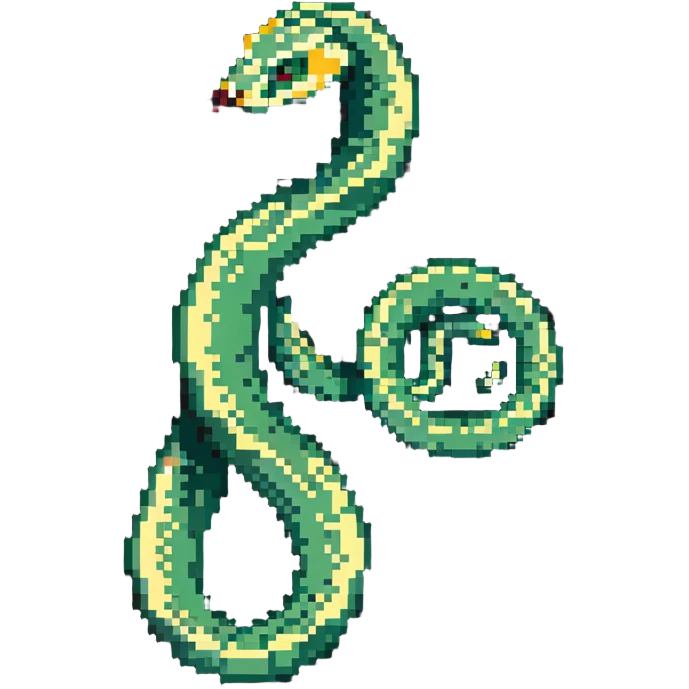 Retro gaming style Python logo with an 8-bit snake and Python text emoji
