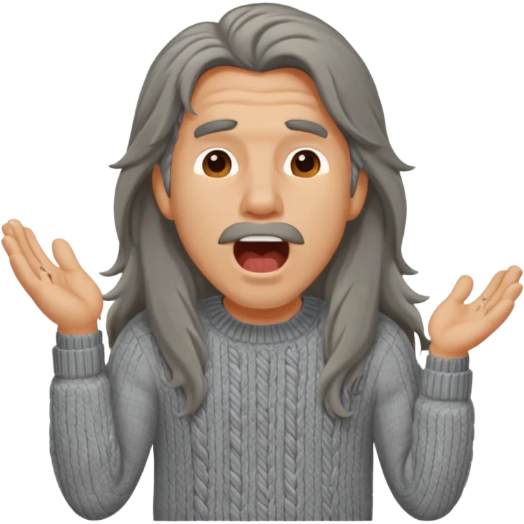 yawning long haired man in sweater emoji