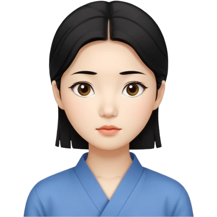 Korean woman, East Asian features,
female human face avatar only,
headshot portrait, face only,
thoughtful and calm expression, sensitive mood,
neutral face, minimal expression,
natural black hair, simple hairstyle,
clean background,
no clothes, no body, no accessories,
no cartoon, no fantas emoji