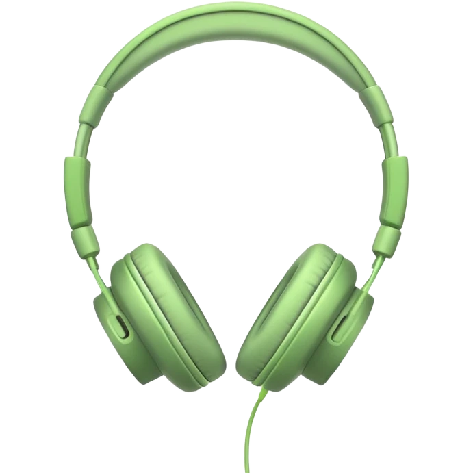 very minimalist green headphones with a single thin cord coming down emoji