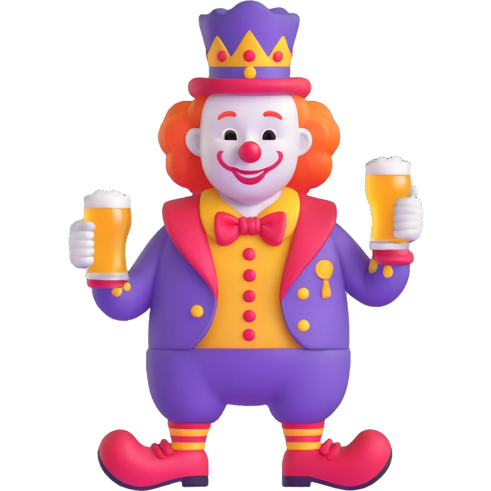clown holding a beer emoji