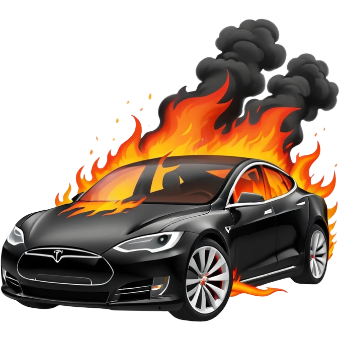 Tesla car on fire emoji