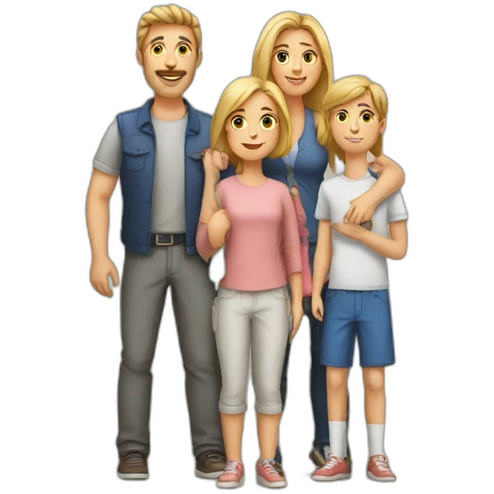 European Family with mum and dad and three boys emoji