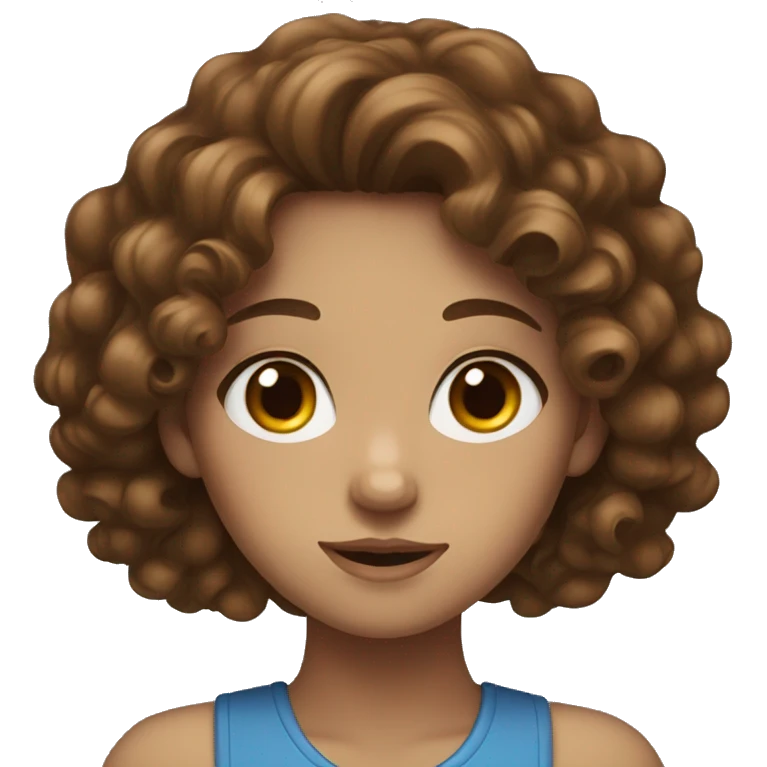 Girl with blue eyes and brown curly hair  emoji