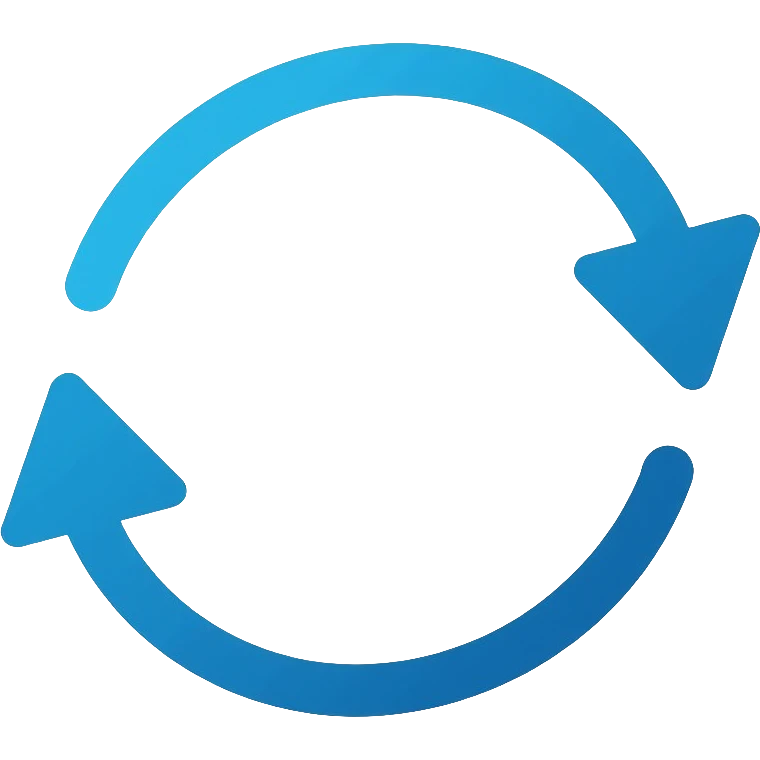 iOS style refresh icon with two anticlockwise circular arrows, clean minimal design, light blue color, rounded edges emoji