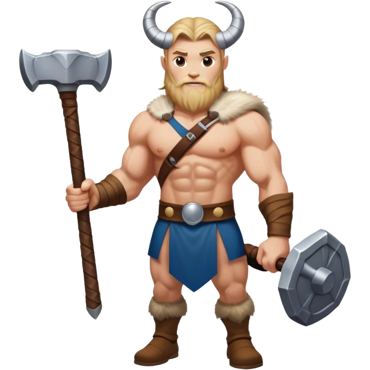 Viking norwegian goat in full height like a man with thors hammer emoji