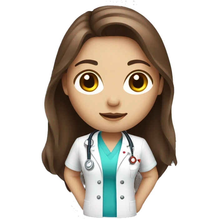 Nurse injector with long brown hair fair skin emoji