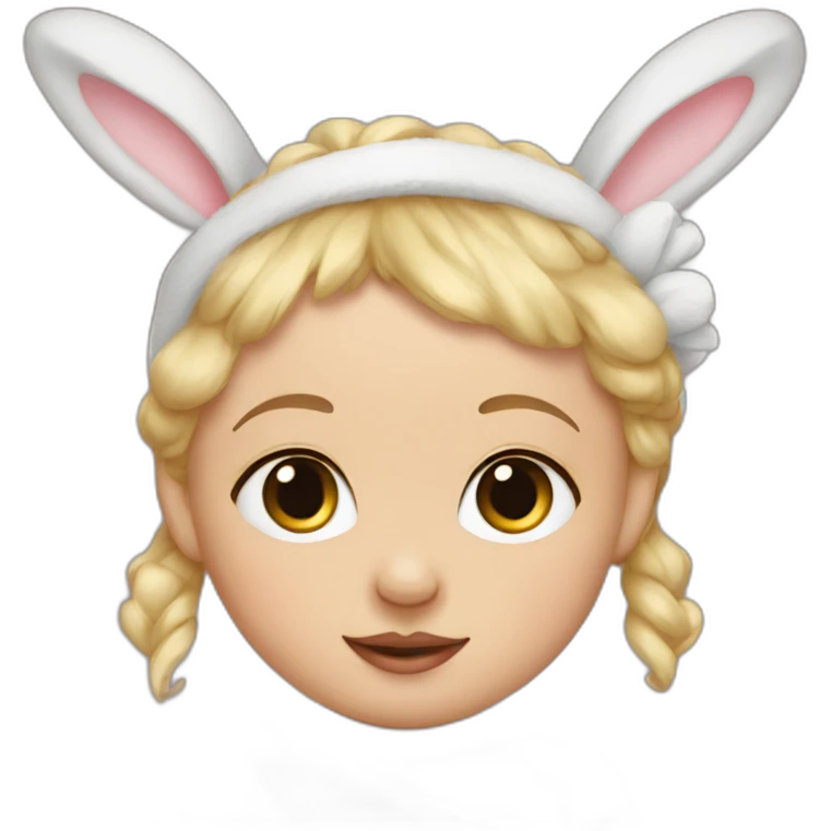 Newborn with bunny headband emoji
