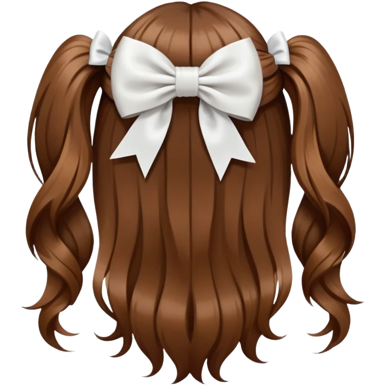Brown long hairs with white bow from the back emoji