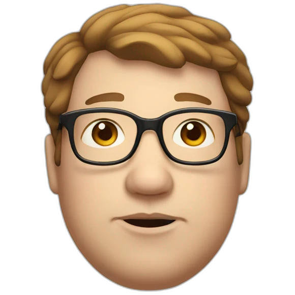 fat white male face with spectacles and brown hair emoji