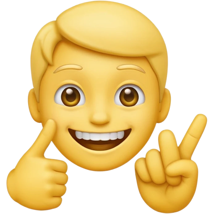 Emoji smiling with index finger in teeth emoji