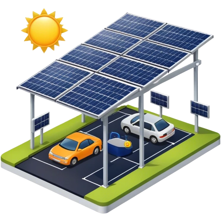 carport solar park with solar panels on top emoji