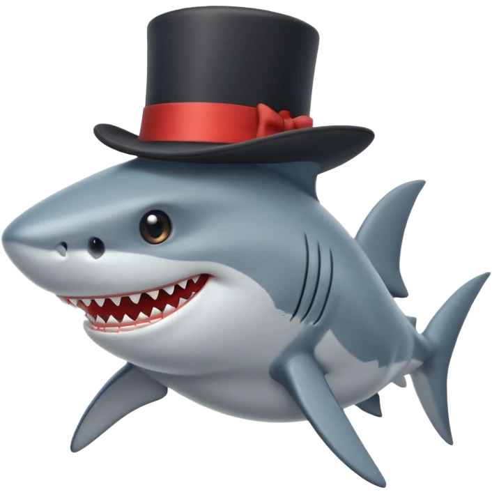 Shark with a top hat emoji