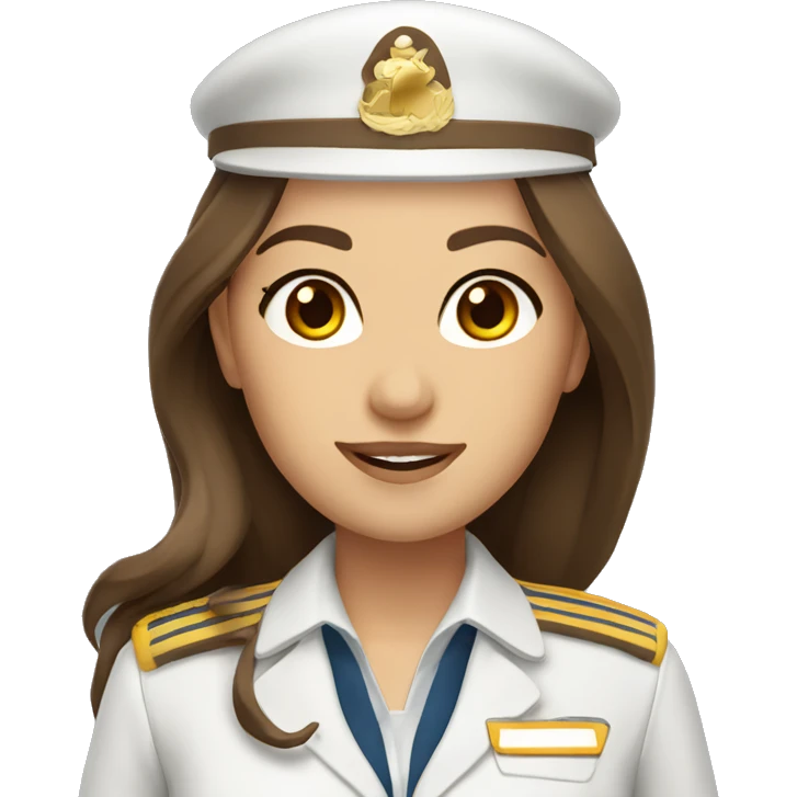 Stewardess in uniform with long brown hair and brown eyes emoji
