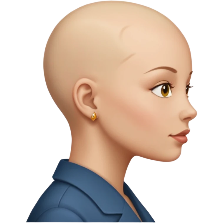 So she supposed to be bald and I kind of want her facing her side emoji