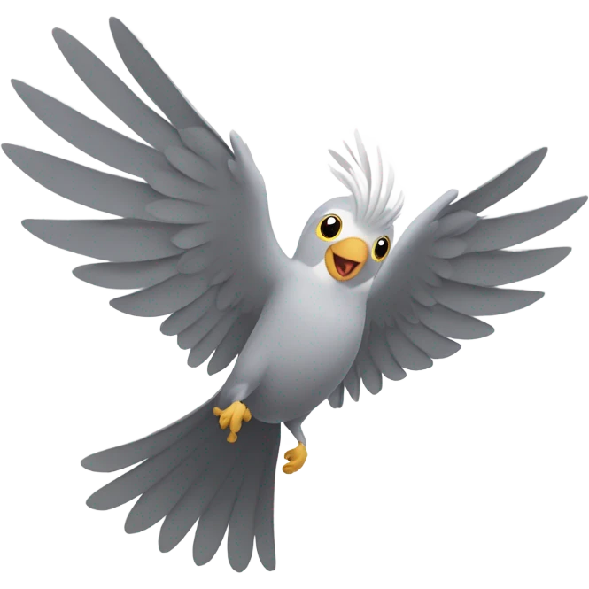 grey cockatiel bird flying emoji