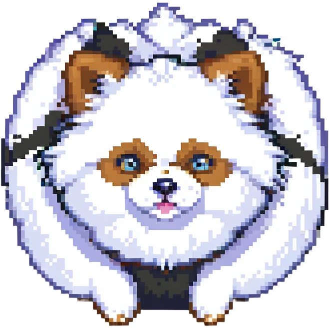 cute white Pomeranian rolling on its back pixel art emoji