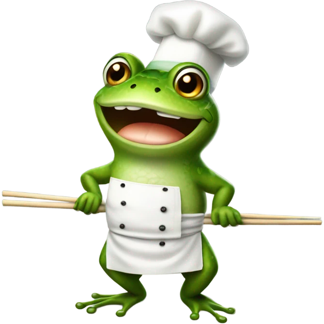 Frog working at sushi place emoji
