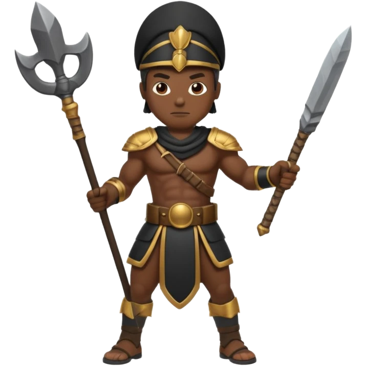 black ancient soldier with raw stick weapon emoji