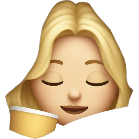 Blond girl inside a blanket sipping coffee eyes closed emoji