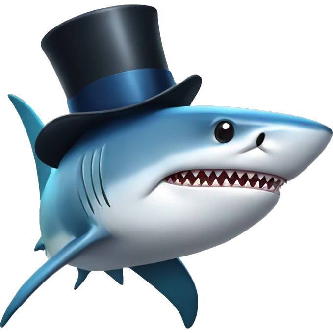 Shark with a top hat emoji