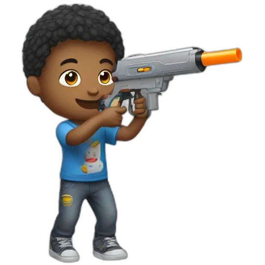 2 kid playing with metal watergun emoji