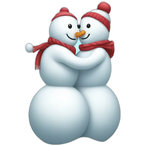 full body two snowmen kiss hug emoji