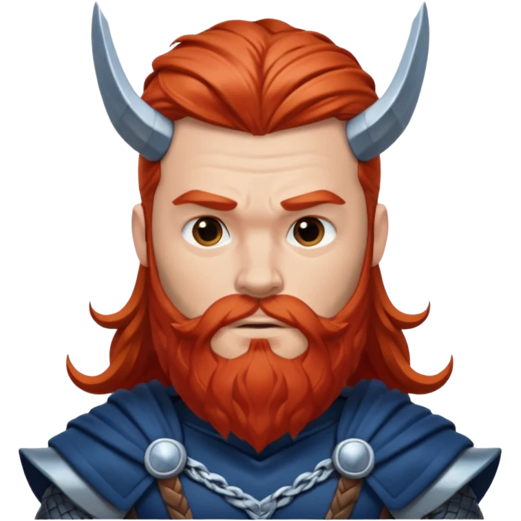Thor, Thunder God from Norse Mythology with long red and beard, dark blue and silver outfit emoji