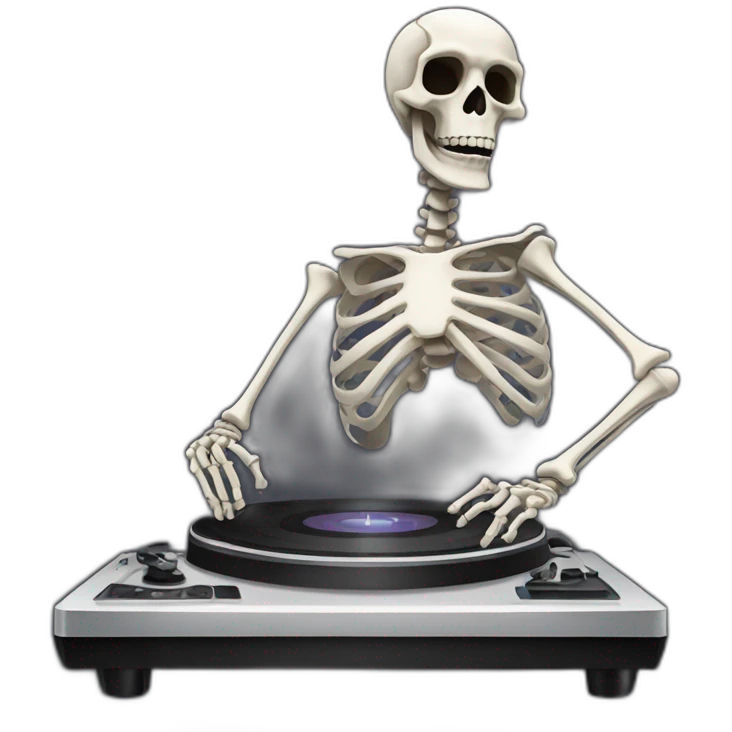 skeleton on turntables emoji