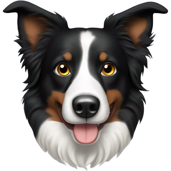 Black Tri Border Collie with pointed ears emoji