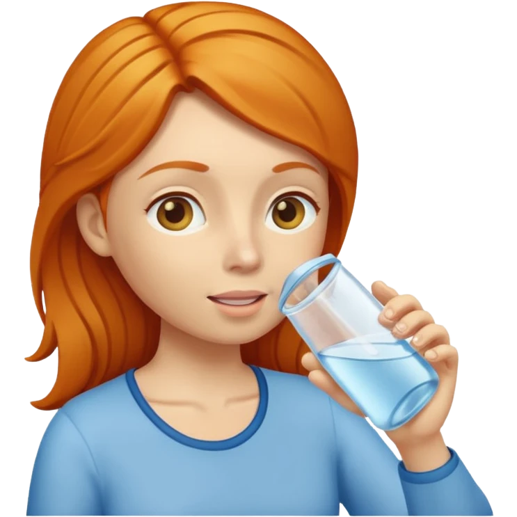 ginger woman drinking water emoji