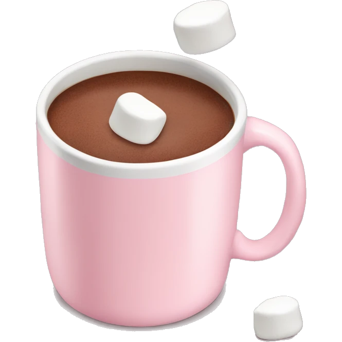 Light Pink mug of hot chocolate with marshmallows  emoji