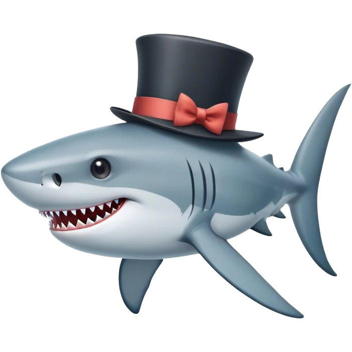 Shark with a top hat on the bottom of the ocean  emoji