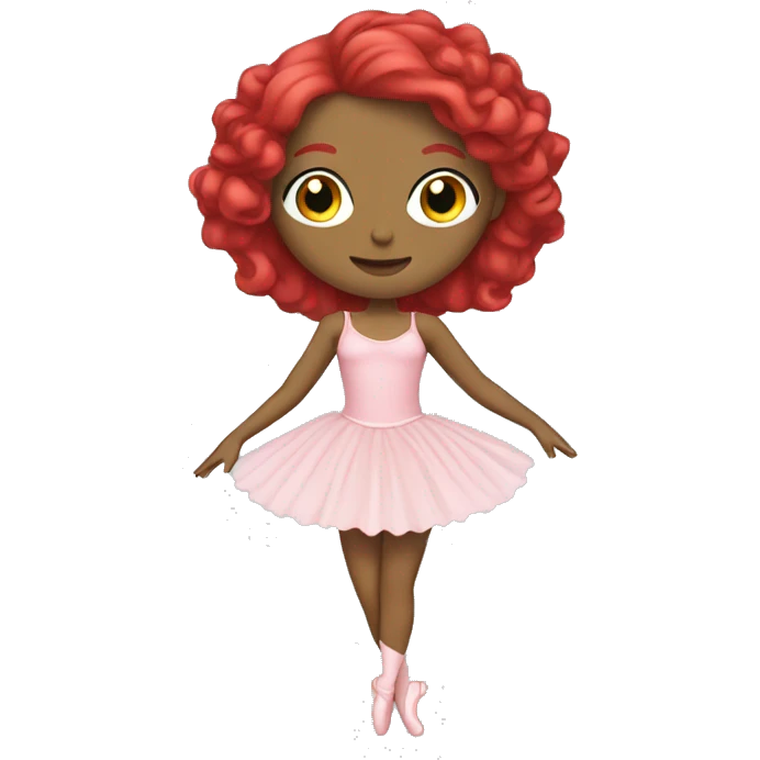Pale ballerina with pink dress, green eyrs and red hair emoji