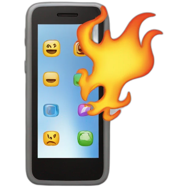 a cellphone whit flames emoji