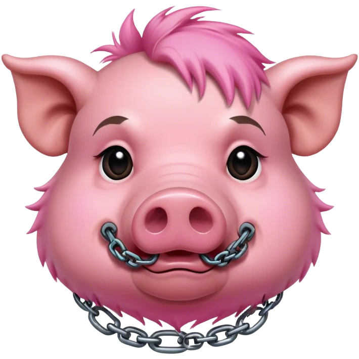 Hairy pig, tatto on face with chain on the neck emoji
