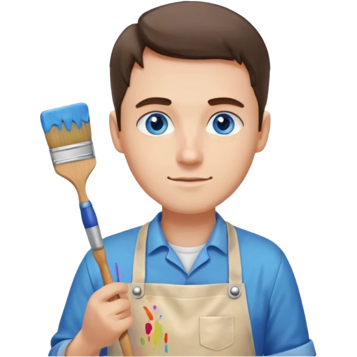 hold men blue eyes, apron painting emoji