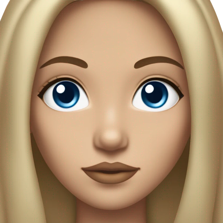 light skin, high cheekbone, solo brown hair girl with blue eyes, medium bust, long blow out hair, baddie, middle part, sultry emoji